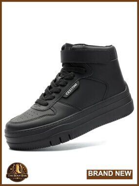 Faux Leather High Top Platform Sneakers Womens Memory Foam Athletic Shoe